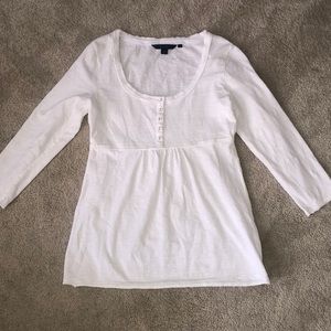 Boden size 8 White T- Shirt 3/4 Sleeves Scoop Neck